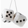 Ζάρια Κρεμαστά Διακοσμητικά Fuzzy Dice Λευκά 7x7cm 2 Τεμάχια