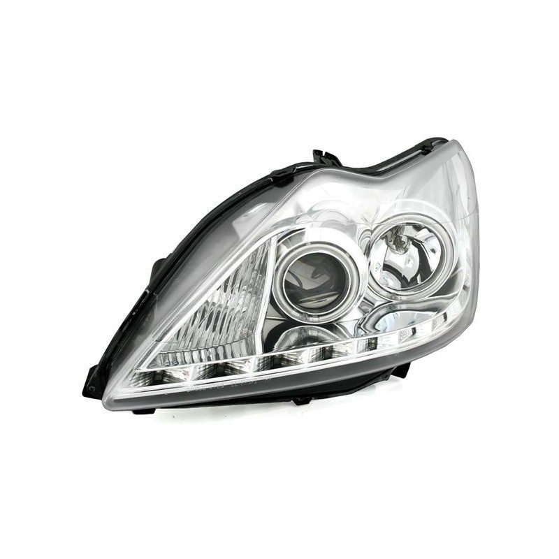 Φανάρια εμπρός led angel eyes για Ford Focus (2008-2011) - chrome , με λάμπες (Η1) - σετ 2τμχ.