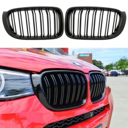 Καρδιές Μάσκας Για Bmw X3 F25 LCI 14-17 / X4 F26 14-17 M4 Look Με Διπλή Γρίλια Μαύρο Γυαλιστερό Με 7 Γρίλιες 2 Τεμάχια