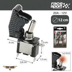 Διακόπτης Αεροπορικού Τύπου Led Μονός 12/24 Volt Φωτιζόμενος Carbon