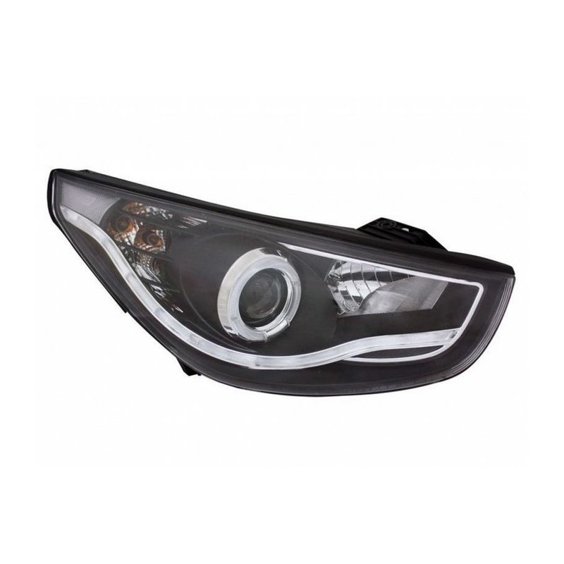 Φανάρια εμπρός led angel eyes για Hyundai Tucson (2011+) - μαύρα , με λάμπες (Η1) - σετ 2τμχ.