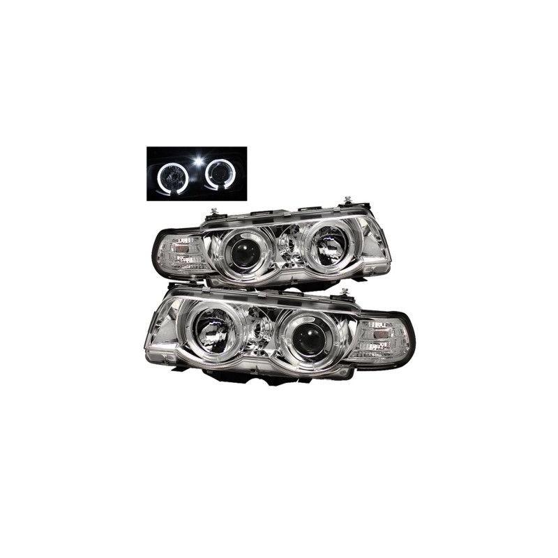 Φανάρια εμπρός angel eyes BMW E38 (1998-2001) - chrome , με λάμπες (Η1) - σετ 2τμχ.